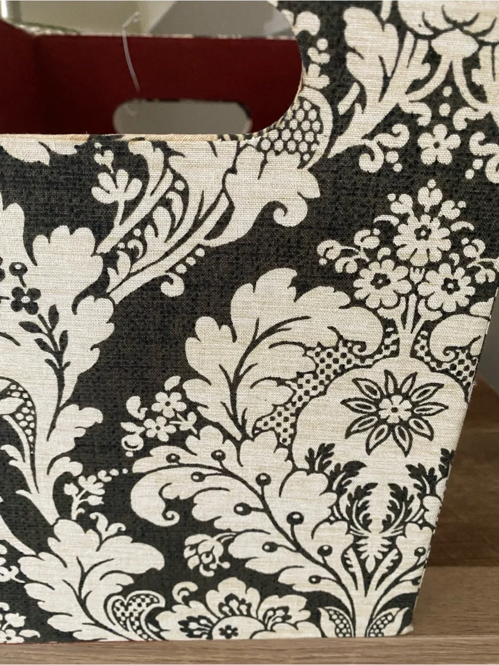 2 Decorative Dark Olive and Cream Fabric Storage Bin